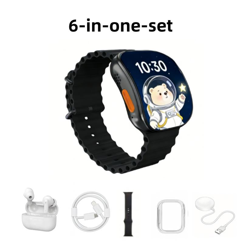 Smart Watch Kit with Bluetooth Headphones, Type-C Cable & Audio Support – Compact All-In-One Bundle