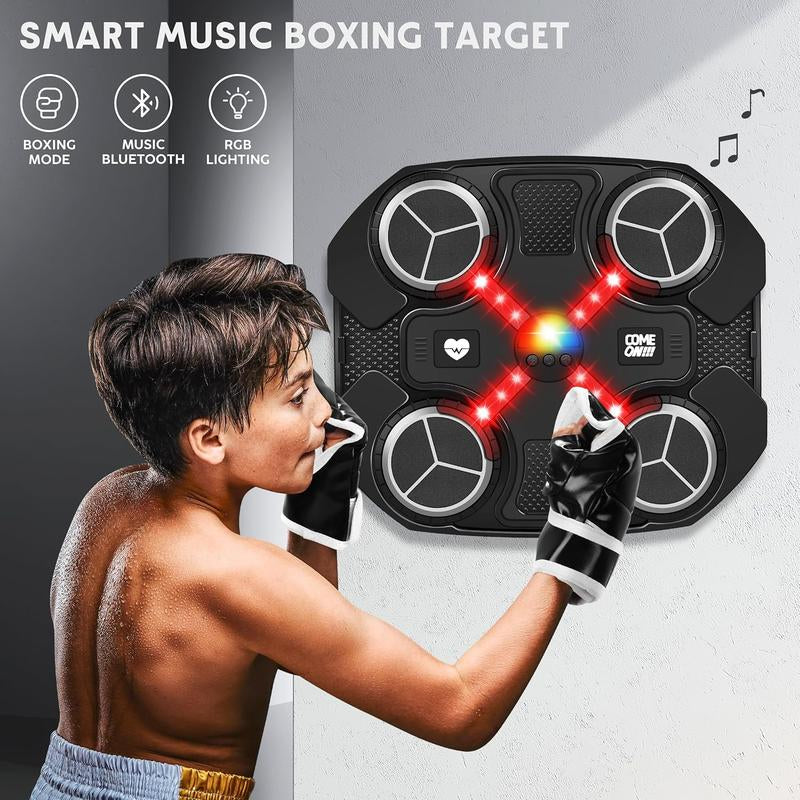 2025 Music Boxing Machine with Boxing Gloves, Smart Bluetooth Boxing Trainer, Boxing Wall Mount Machine for Adults and Kids, Electronic Boxing Target Fitness for Home Office Gym