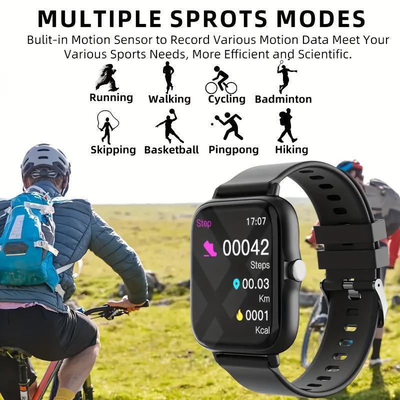 High-Definition Full-Screen Touch Smart Watch for Men & Women with Call/Message Notifications, Step Counting, Calorie Tracking, Sports Modes, Distance Tracking, Compatible with Iphone & Android