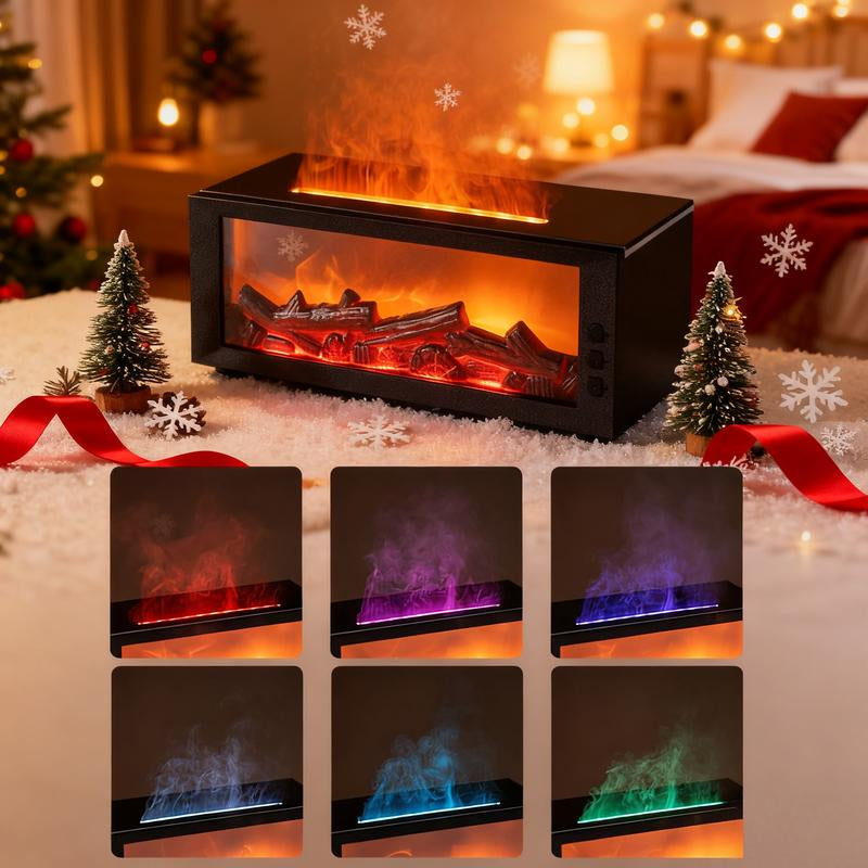 Mini Essential Oil , 300Ml Ultrasonic Cool Mist, Remote Control Aromatherapy , 7-Color Light, Timer & Shut-Off, Fireplace Humidifier for Bedroom, Usb Smart Fragrance Scent Dispenser Handheld Flame Auto with Diffuser Wood Grain Design Aroma Portable