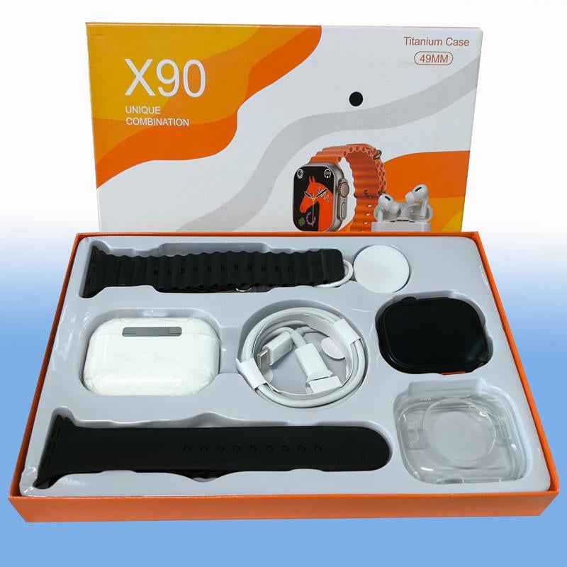 Smart Watch Kit with Bluetooth Headphones, Type-C Cable & Audio Support – Compact All-In-One Bundle