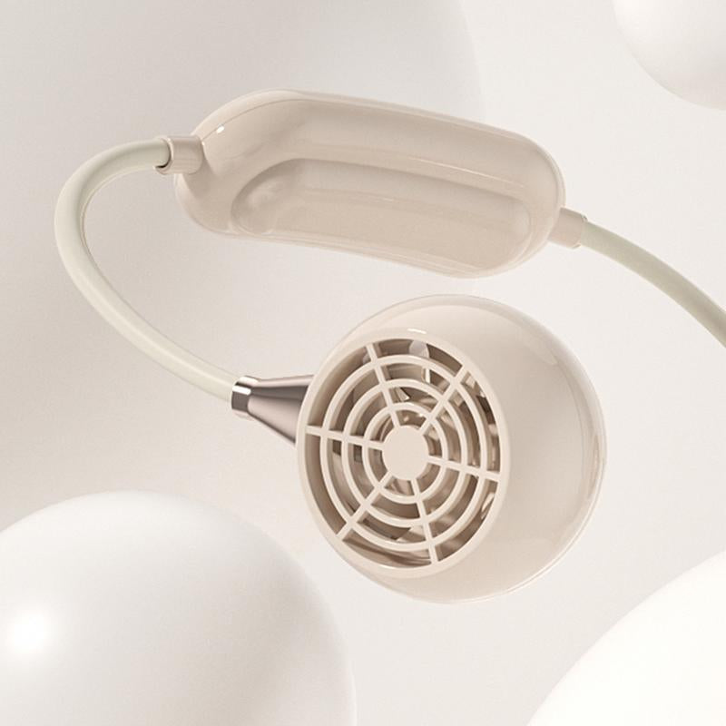 Portable Neck Fan with 3 Speeds, USB Rechargeable Hanging Neckband Fan, Quiet Mini Cooling Fan for Outdoor Travel, Students & Summer Use – Beige