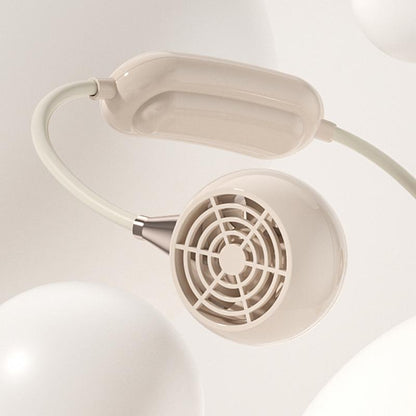 Portable Neck Fan with 3 Speeds, USB Rechargeable Hanging Neckband Fan, Quiet Mini Cooling Fan for Outdoor Travel, Students & Summer Use – Beige