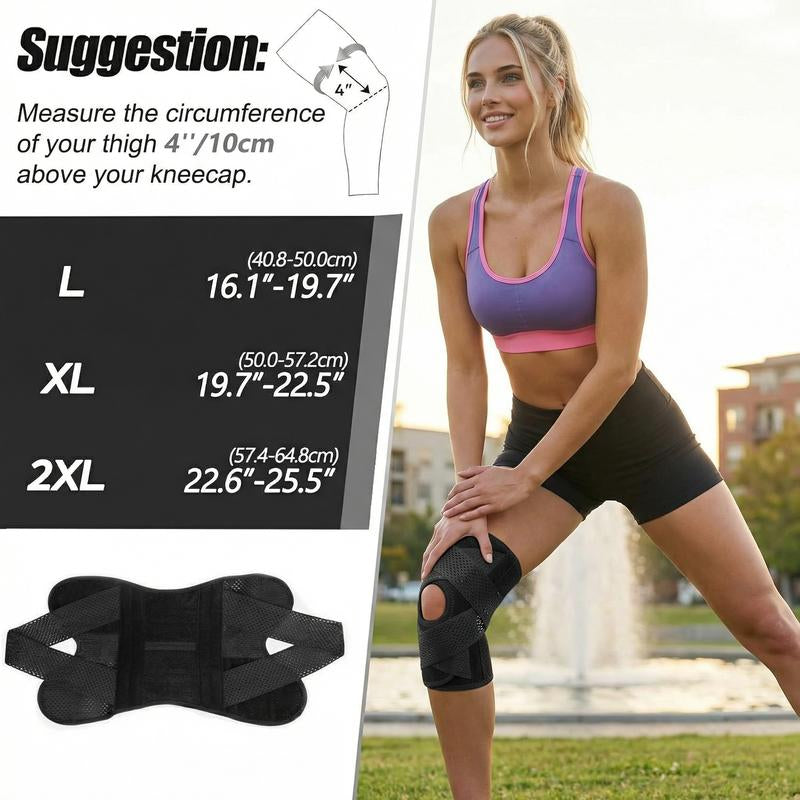 Plus Size Knee Compression Wrap Brace - Breathable Adjustable with Side Stabilizers for Men & Women Comfortable & Leg Supporter Healthcare Knee Compression Wrap Brace Side Stabilizer