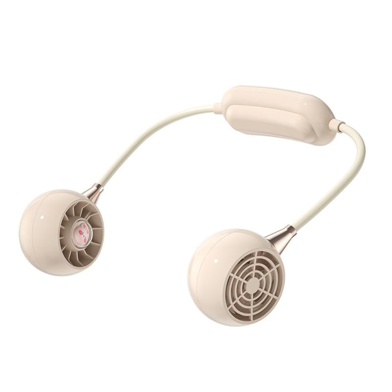 Portable Neck Fan with 3 Speeds, USB Rechargeable Hanging Neckband Fan, Quiet Mini Cooling Fan for Outdoor Travel, Students & Summer Use – Beige