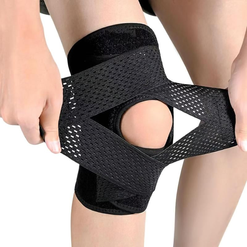 Plus Size Knee Compression Wrap Brace - Breathable Adjustable with Side Stabilizers for Men & Women Comfortable & Leg Supporter Healthcare Knee Compression Wrap Brace Side Stabilizer