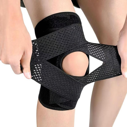 Plus Size Knee Compression Wrap Brace - Breathable Adjustable with Side Stabilizers for Men & Women Comfortable & Leg Supporter Healthcare Knee Compression Wrap Brace Side Stabilizer