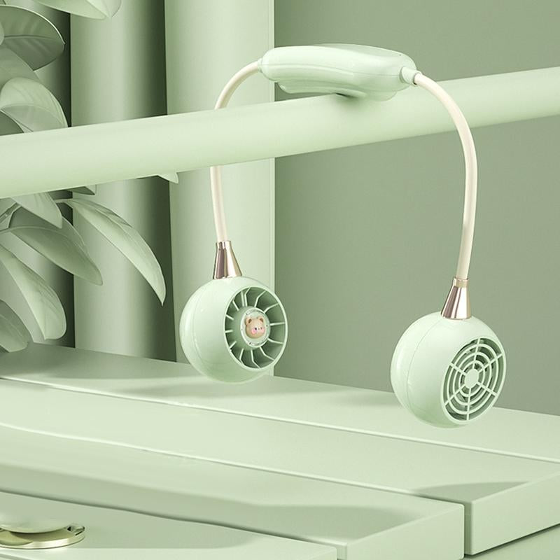 Portable Neck Fan with 3 Speeds, USB Rechargeable Hanging Neckband Fan, Quiet Mini Cooling Fan for Outdoor Travel, Students & Summer Use – Beige