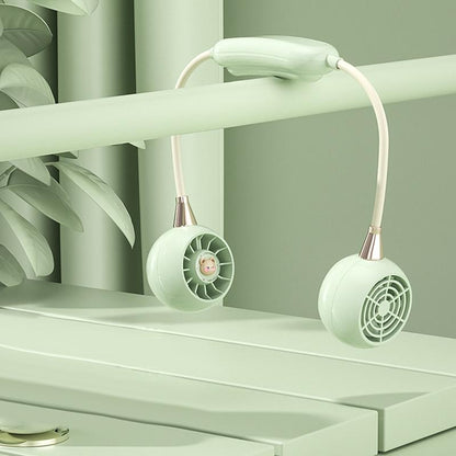 Portable Neck Fan with 3 Speeds, USB Rechargeable Hanging Neckband Fan, Quiet Mini Cooling Fan for Outdoor Travel, Students & Summer Use – Beige