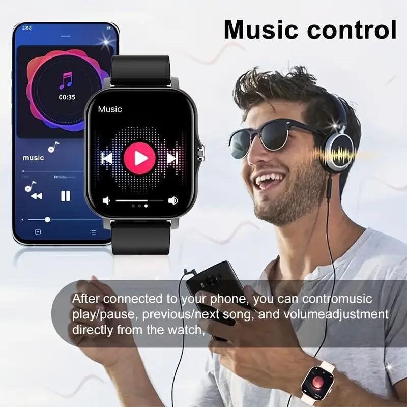 High-Definition Full-Screen Touch Smart Watch for Men & Women with Call/Message Notifications, Step Counting, Calorie Tracking, Sports Modes, Distance Tracking, Compatible with Iphone & Android