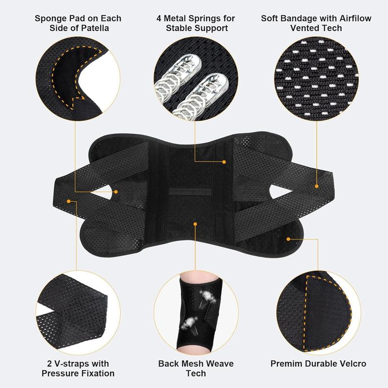 Plus Size Knee Compression Wrap Brace - Breathable Adjustable with Side Stabilizers for Men & Women Comfortable & Leg Supporter Healthcare Knee Compression Wrap Brace Side Stabilizer