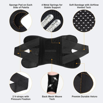 Plus Size Knee Compression Wrap Brace - Breathable Adjustable with Side Stabilizers for Men & Women Comfortable & Leg Supporter Healthcare Knee Compression Wrap Brace Side Stabilizer