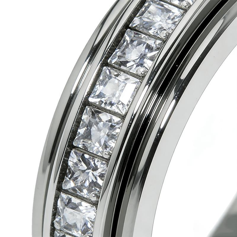 Anxiety Rings for Women and Men Titanium Steel Spinner Fidget Band Rings with Cubic Zirconia for Stress Relief and Wedding Promise Comfort Fit Size 5 to 12