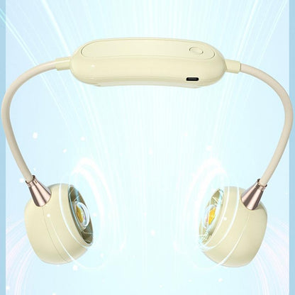 Portable Neck Fan with 3 Speeds, USB Rechargeable Hanging Neckband Fan, Quiet Mini Cooling Fan for Outdoor Travel, Students & Summer Use – Beige