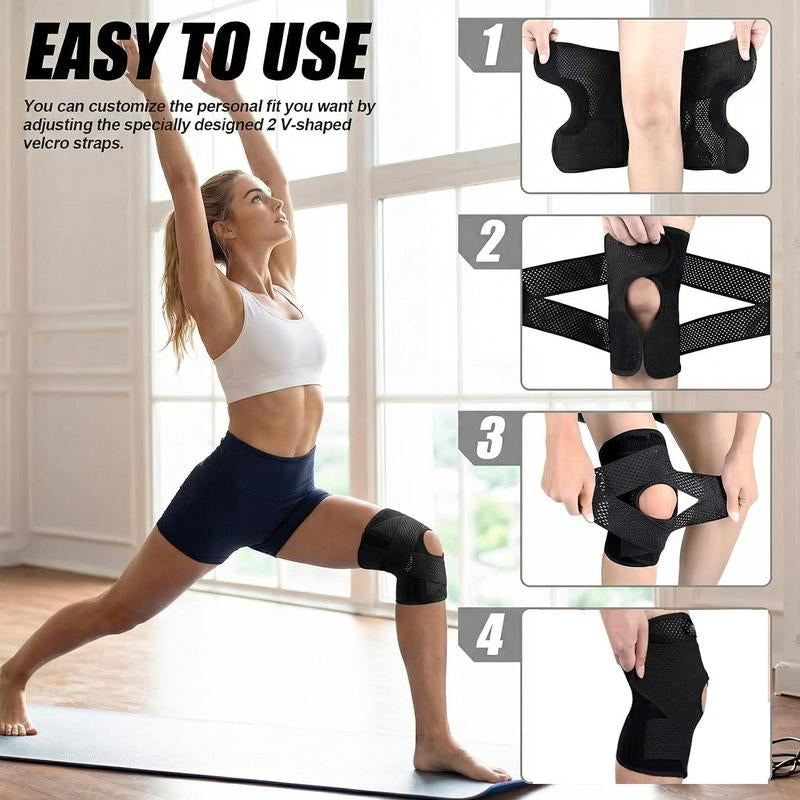 Plus Size Knee Compression Wrap Brace - Breathable Adjustable with Side Stabilizers for Men & Women Comfortable & Leg Supporter Healthcare Knee Compression Wrap Brace Side Stabilizer