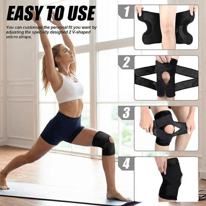 Plus Size Knee Compression Wrap Brace - Breathable Adjustable with Side Stabilizers for Men & Women Comfortable & Leg Supporter Healthcare Knee Compression Wrap Brace Side Stabilizer