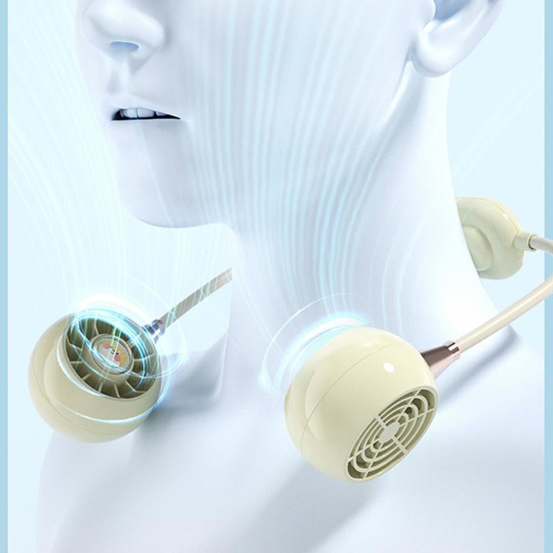 Portable Neck Fan with 3 Speeds, USB Rechargeable Hanging Neckband Fan, Quiet Mini Cooling Fan for Outdoor Travel, Students & Summer Use – Beige