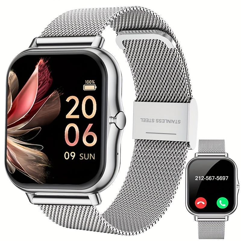 High-Definition Full-Screen Touch Smart Watch for Men & Women with Call/Message Notifications, Step Counting, Calorie Tracking, Sports Modes, Distance Tracking, Compatible with Iphone & Android