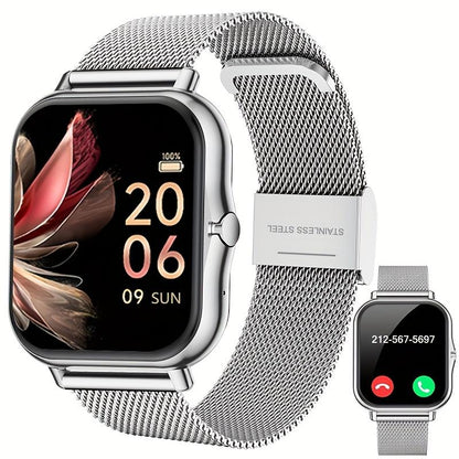 High-Definition Full-Screen Touch Smart Watch for Men & Women with Call/Message Notifications, Step Counting, Calorie Tracking, Sports Modes, Distance Tracking, Compatible with Iphone & Android