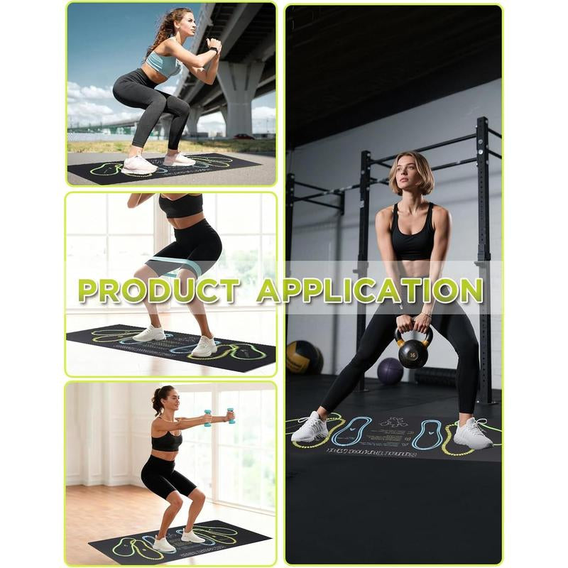 Squat Mat with Foot Position 30X13.8In 4Mm Thick Target Pad for Squats Leg & Ab Workouts Non-Slip Exercise Mat for Home Gym
