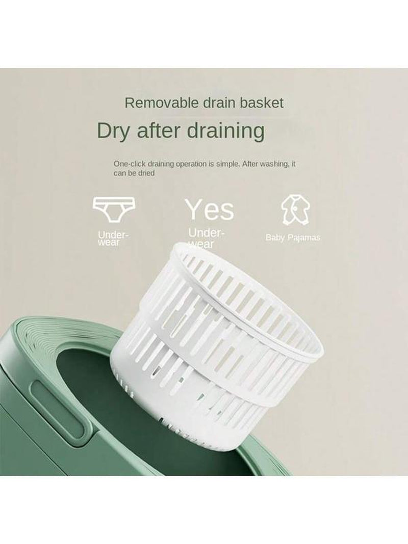 Compact 8L Foldable Washing Machine with Wash-And-Spin Function Automatic Cleaning for Underwear Socks Ideal for Small Spaces Student Dorms Camping Travel Dryer