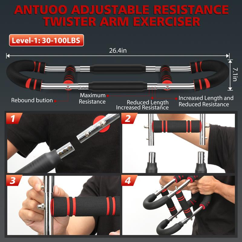 Arm Trainer,3 Level 60-100LBS Adjustable,Chest&Arm Workout Equipment for Men,Muscle&Strength Trainer,Portable Spring Resistance, Perfect Gift