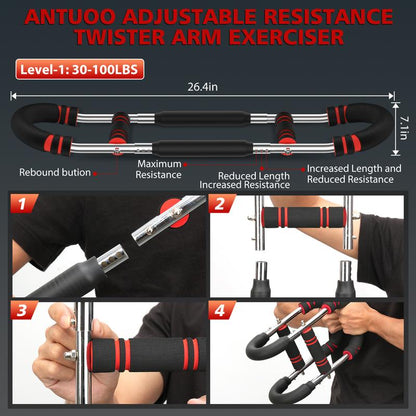 Arm Trainer,3 Level 60-100LBS Adjustable,Chest&Arm Workout Equipment for Men,Muscle&Strength Trainer,Portable Spring Resistance, Perfect Gift