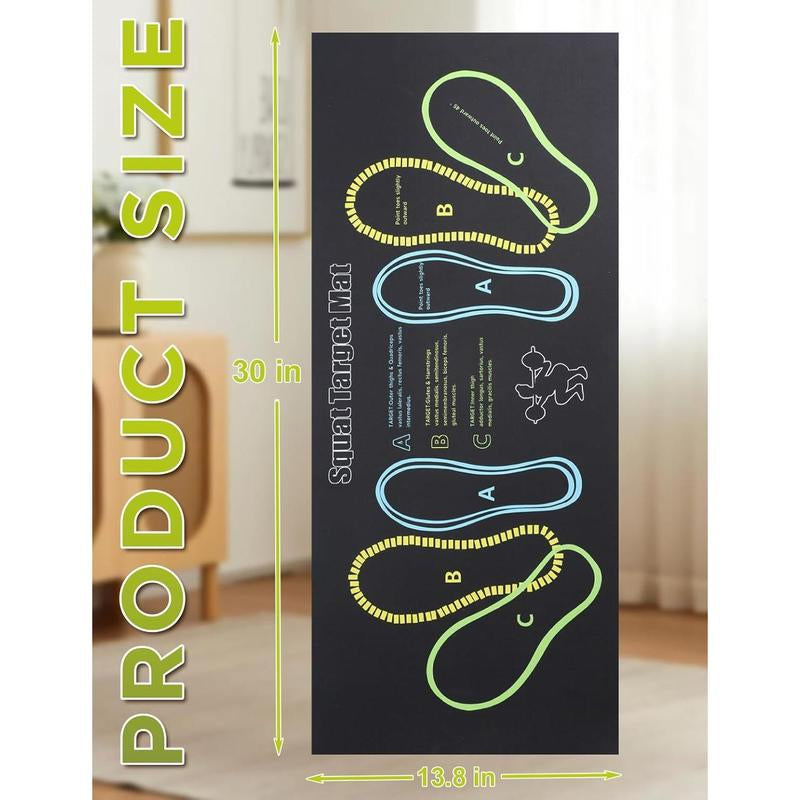 Squat Mat with Foot Position 30X13.8In 4Mm Thick Target Pad for Squats Leg & Ab Workouts Non-Slip Exercise Mat for Home Gym