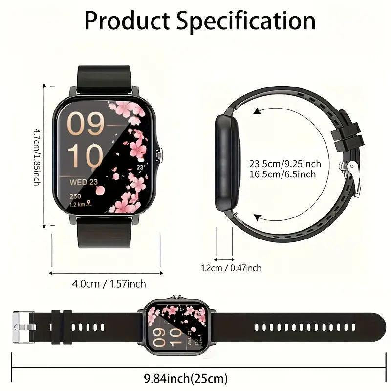 High-Definition Full-Screen Touch Smart Watch for Men & Women with Call/Message Notifications, Step Counting, Calorie Tracking, Sports Modes, Distance Tracking, Compatible with Iphone & Android