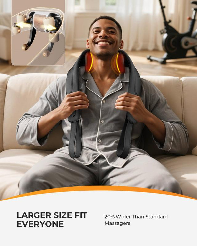 Coococo 2025 Upgraded Cordless Neck Massager with Soothing Heat, 6D Shiatsu Deep Kneading Massage for Shoulder, Upgraded Dual-Zone Heating and Larger Size - CO-6812N