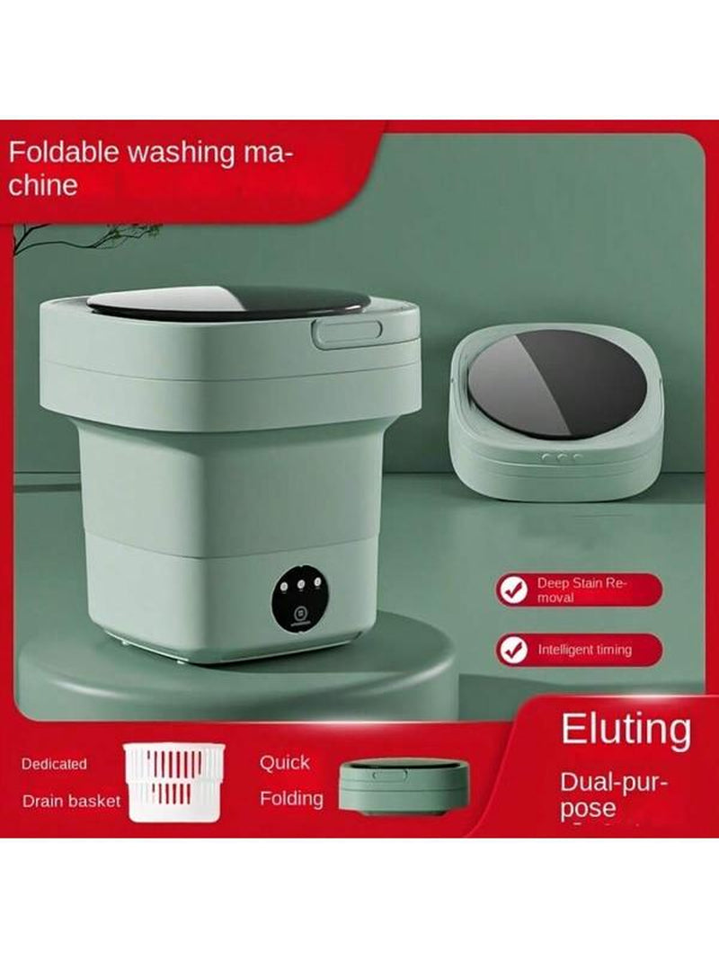 Compact 8L Foldable Washing Machine with Wash-And-Spin Function Automatic Cleaning for Underwear Socks Ideal for Small Spaces Student Dorms Camping Travel Dryer