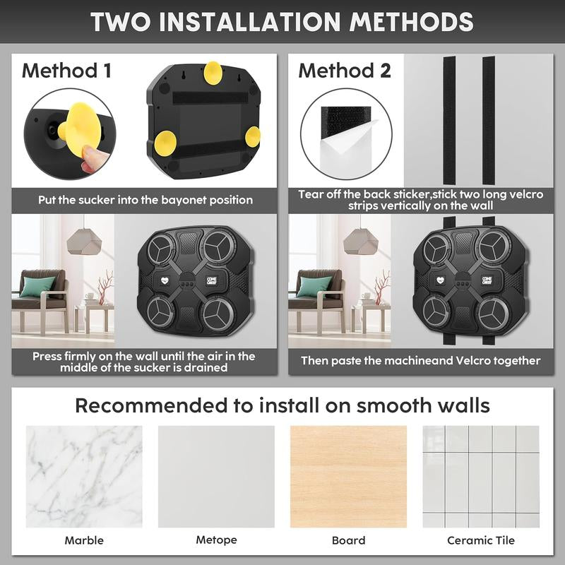 2025 Music Boxing Machine with Boxing Gloves, Smart Bluetooth Boxing Trainer, Boxing Wall Mount Machine for Adults and Kids, Electronic Boxing Target Fitness for Home Office Gym