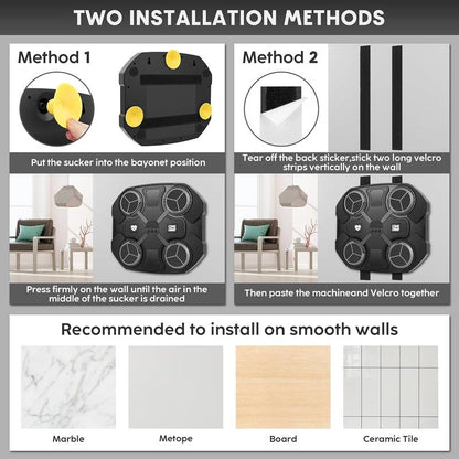 2025 Music Boxing Machine with Boxing Gloves, Smart Bluetooth Boxing Trainer, Boxing Wall Mount Machine for Adults and Kids, Electronic Boxing Target Fitness for Home Office Gym