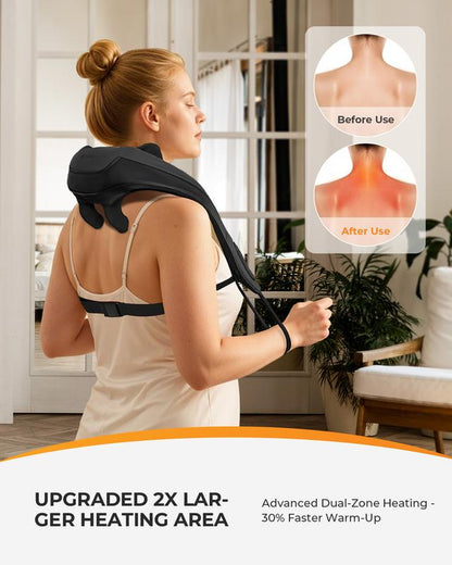 Coococo 2025 Upgraded Cordless Neck Massager with Soothing Heat, 6D Shiatsu Deep Kneading Massage for Shoulder, Upgraded Dual-Zone Heating and Larger Size - CO-6812N